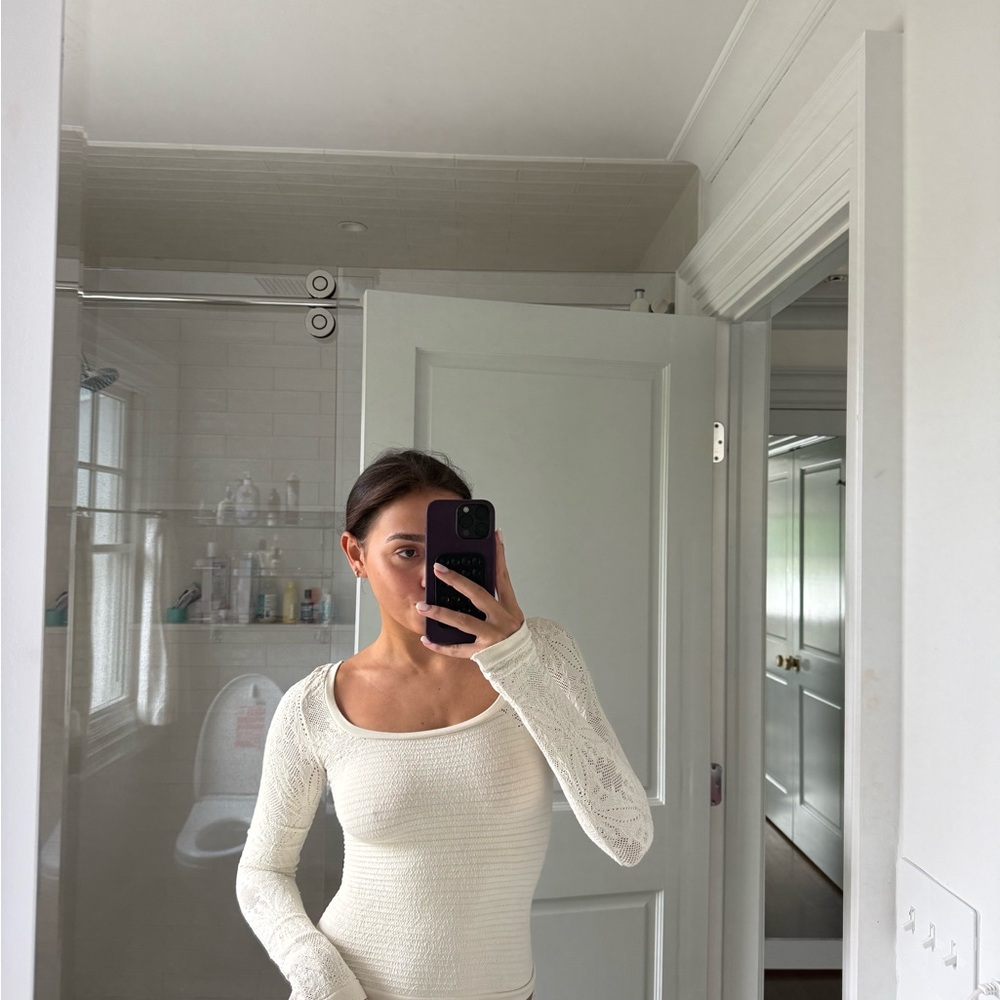 Elegant Cream Long-Sleeve Top